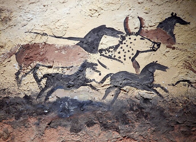 Tường trái của Hall of the Bulls, Hang Lascaux, Pháp - tranh vẽ 17.000 năm tuổi